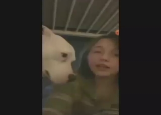 Teen vixen gets licked and fucked by her dog