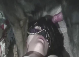 Red and black beauty fucks her favorite beast