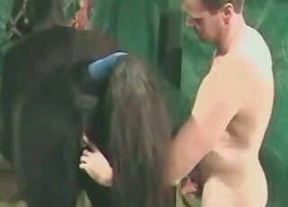 Horny horse enjoys a creampie